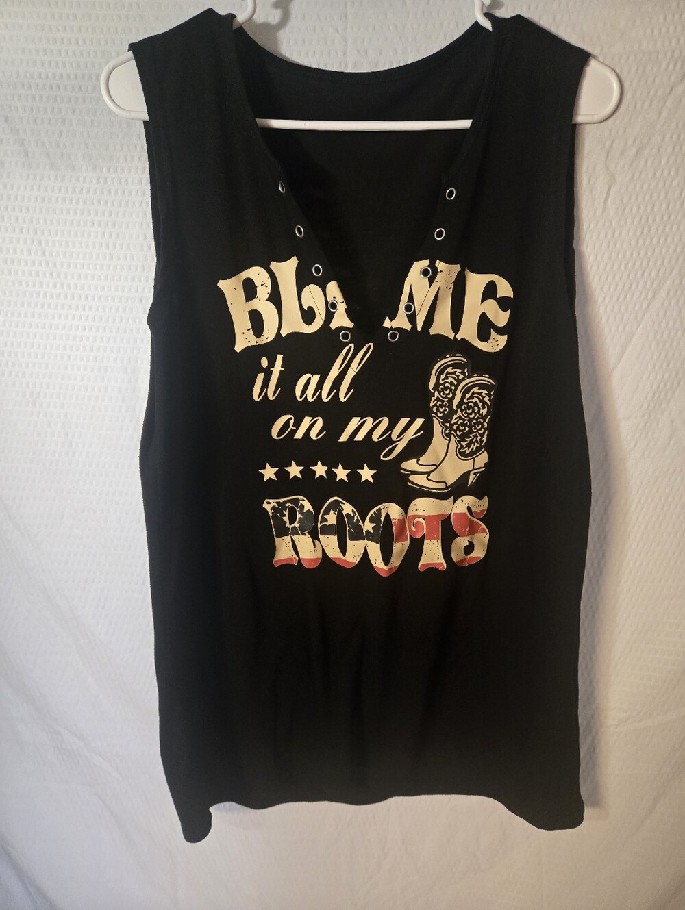 Black Graphic Sleeveless Women’s Tank - "Blame It All On My Roots"